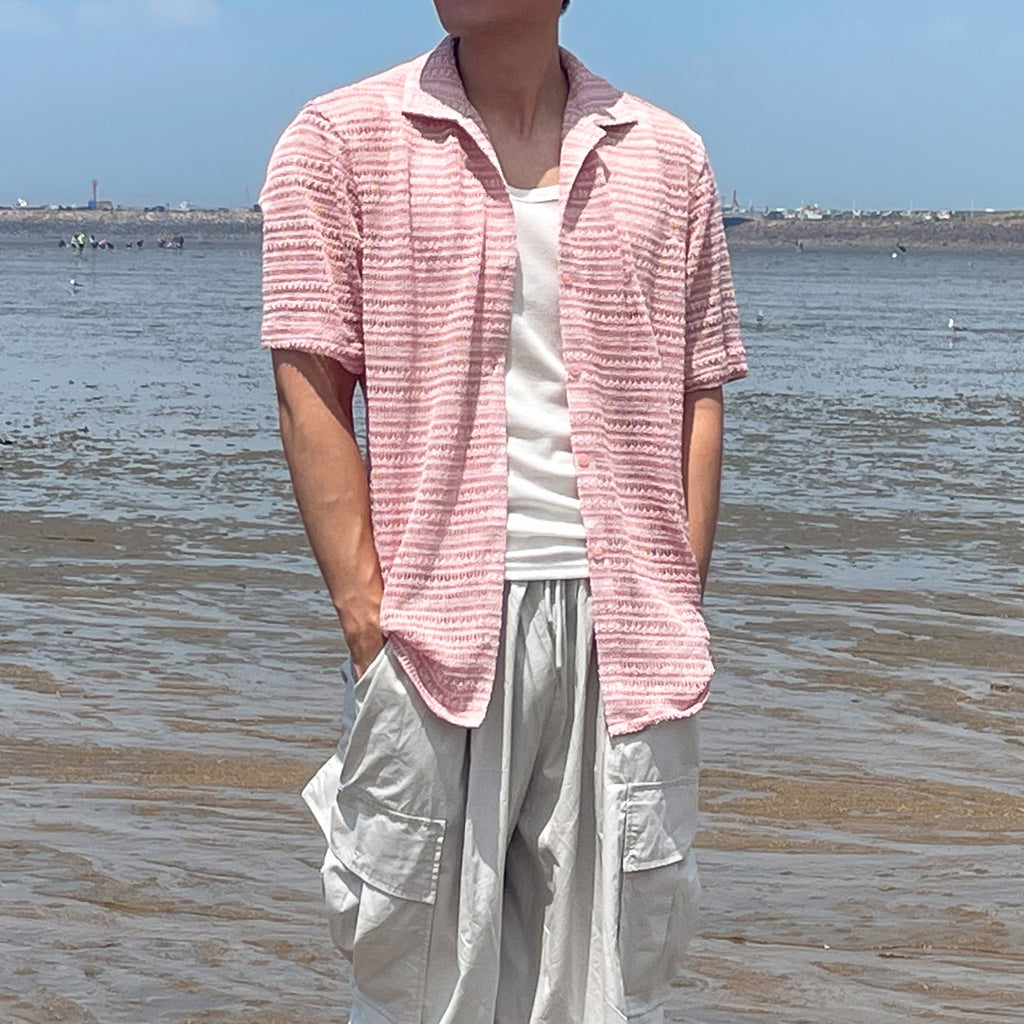 Summer Vintage Jacquard Half-Sleeve Shirt