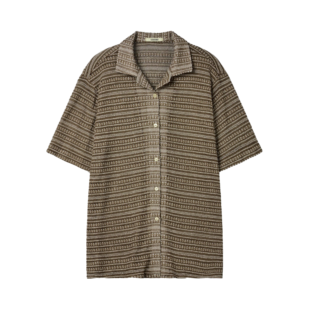 Summer Vintage Jacquard Half-Sleeve Shirt