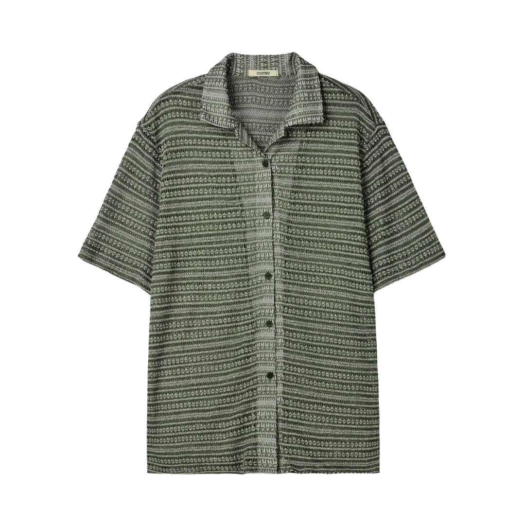 Summer Vintage Jacquard Half-Sleeve Shirt